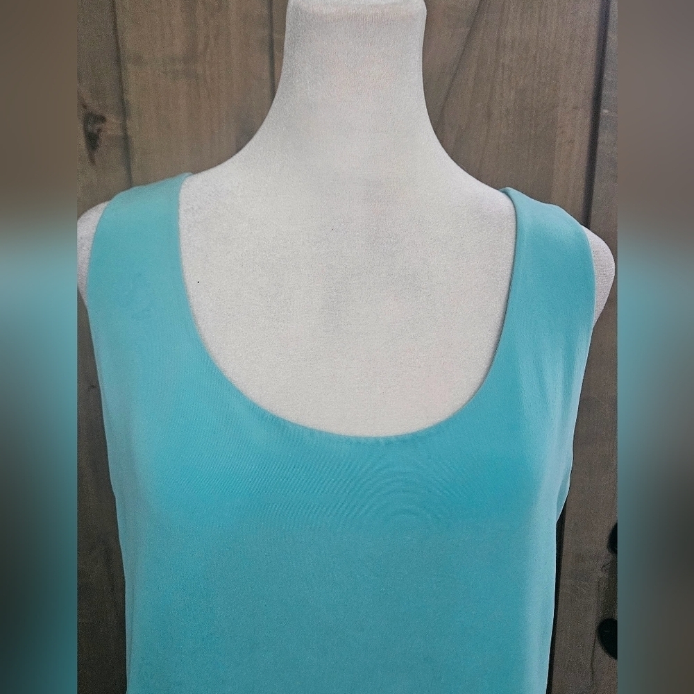 Vintage Sylvia Heisel 100% Silk Aqua Tank Top Size 12 Minimalist - Picture 8 of 12